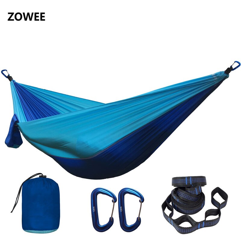 Solid Color Parachute Hammock with Hammock straps and Aluminum carabiner Camping Survival travel Double Person outdoor furniture