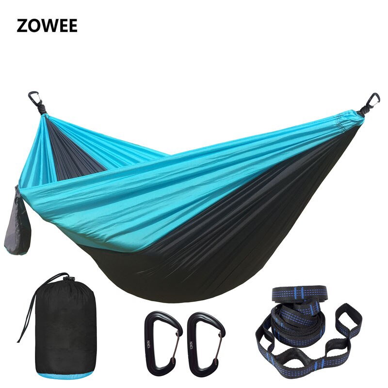Solid Color Parachute Hammock with Hammock straps and Aluminum carabiner Camping Survival travel Double Person outdoor furniture