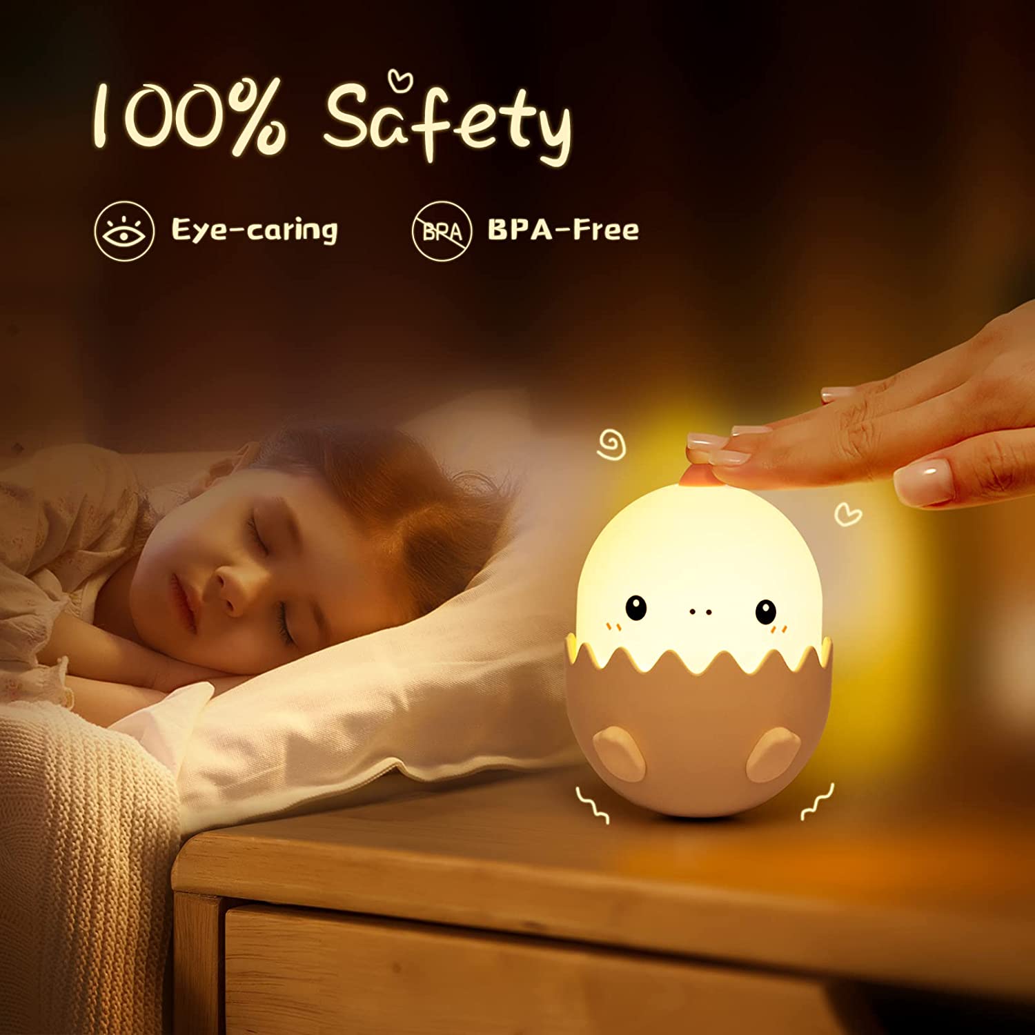 Led Children Touch Night Light Soft Silicone USB Rechargeable Bedroom Decor Kids Gift Animal Egg Shell Dragon Bedside Night Lamp