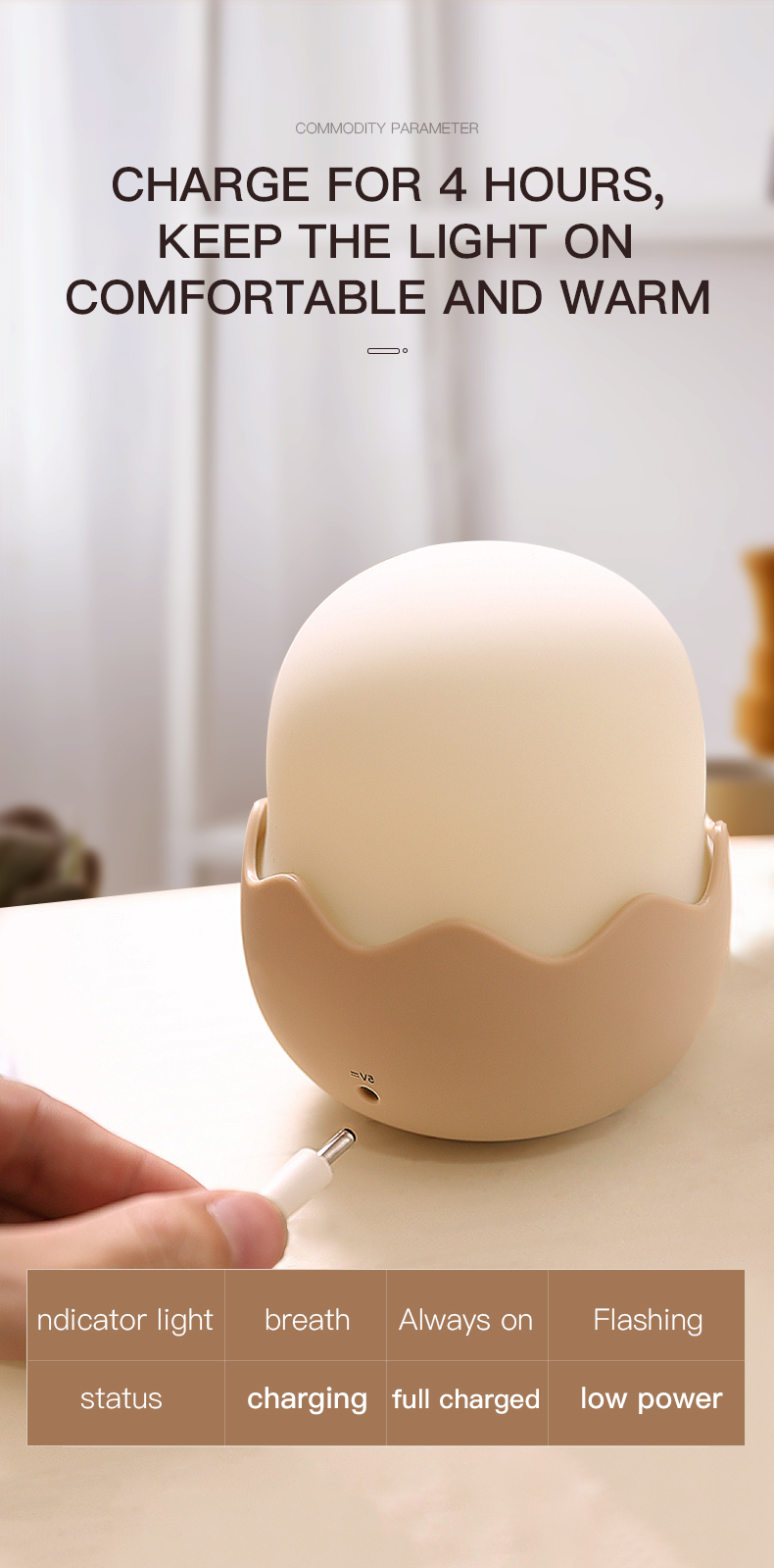 Led Children Touch Night Light Soft Silicone USB Rechargeable Bedroom Decor Kids Gift Animal Egg Shell Dragon Bedside Night Lamp