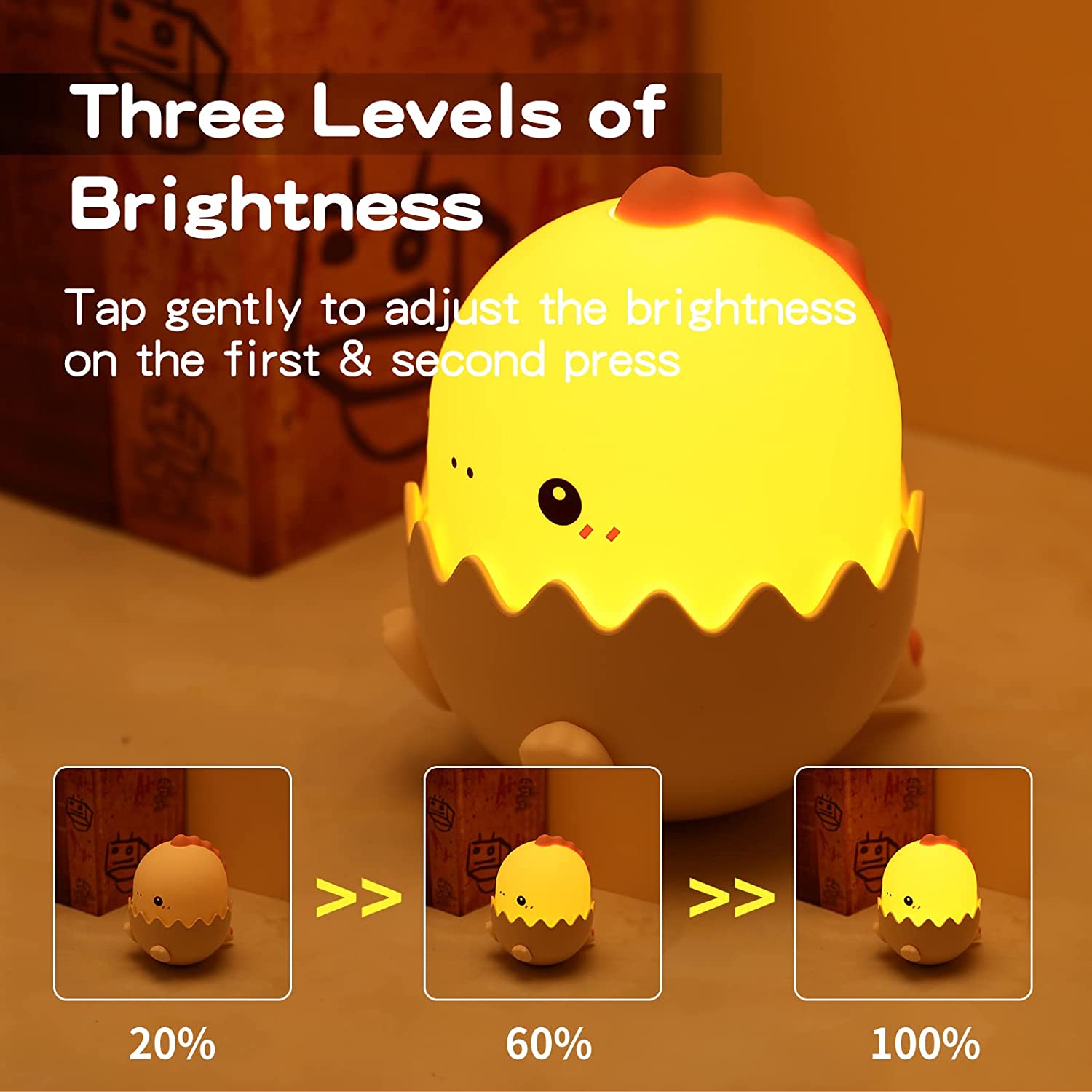 Led Children Touch Night Light Soft Silicone USB Rechargeable Bedroom Decor Kids Gift Animal Egg Shell Dragon Bedside Night Lamp