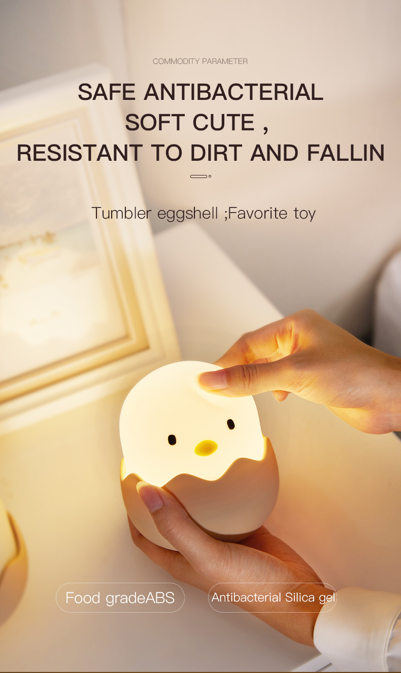 Led Children Touch Night Light Soft Silicone USB Rechargeable Bedroom Decor Kids Gift Animal Egg Shell Dragon Bedside Night Lamp