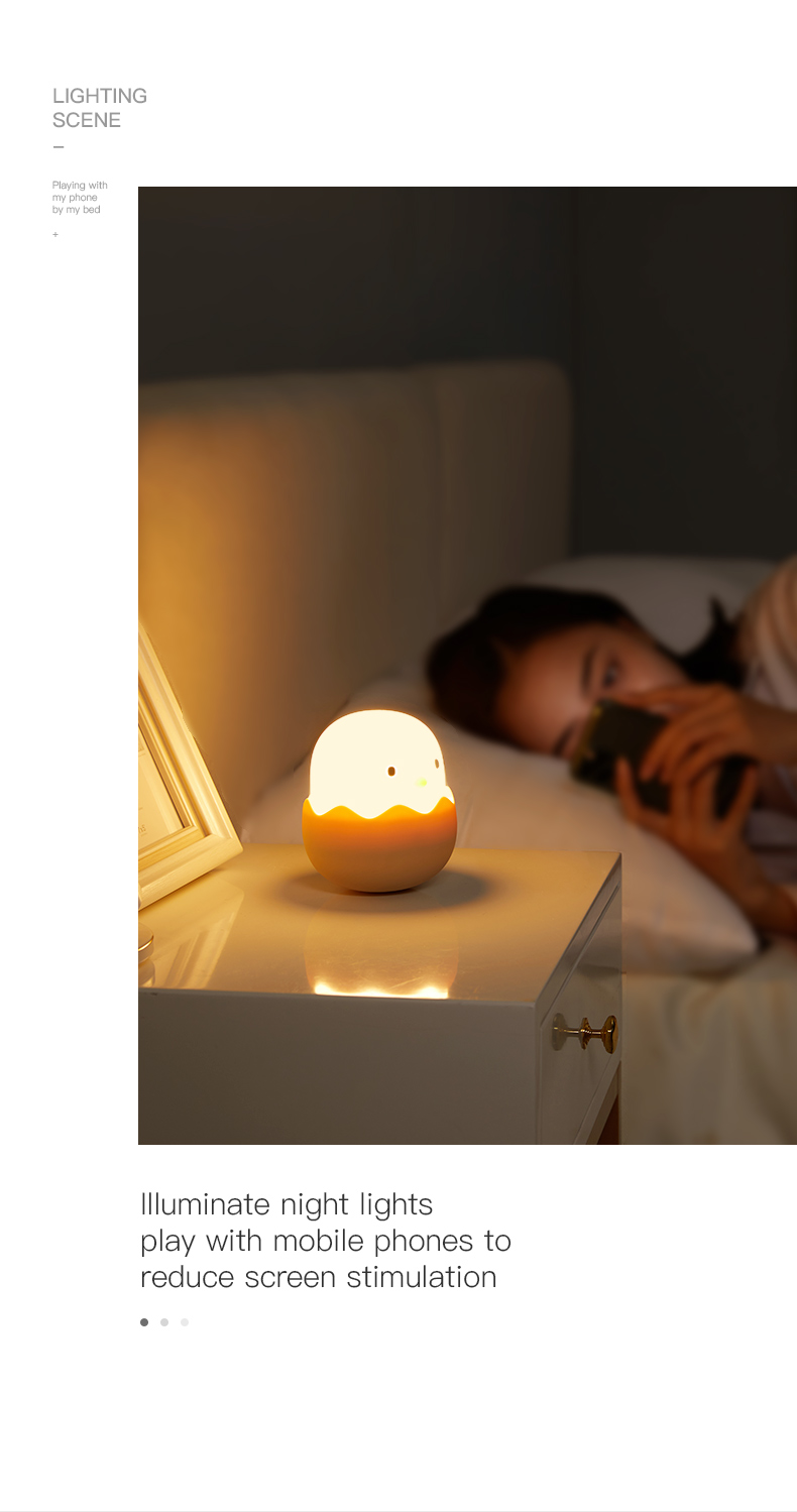Led Children Touch Night Light Soft Silicone USB Rechargeable Bedroom Decor Kids Gift Animal Egg Shell Dragon Bedside Night Lamp