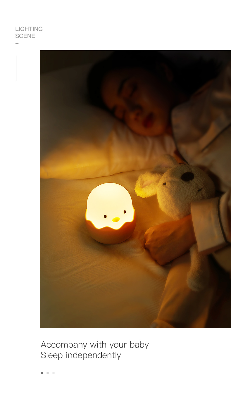 Led Children Touch Night Light Soft Silicone USB Rechargeable Bedroom Decor Kids Gift Animal Egg Shell Dragon Bedside Night Lamp