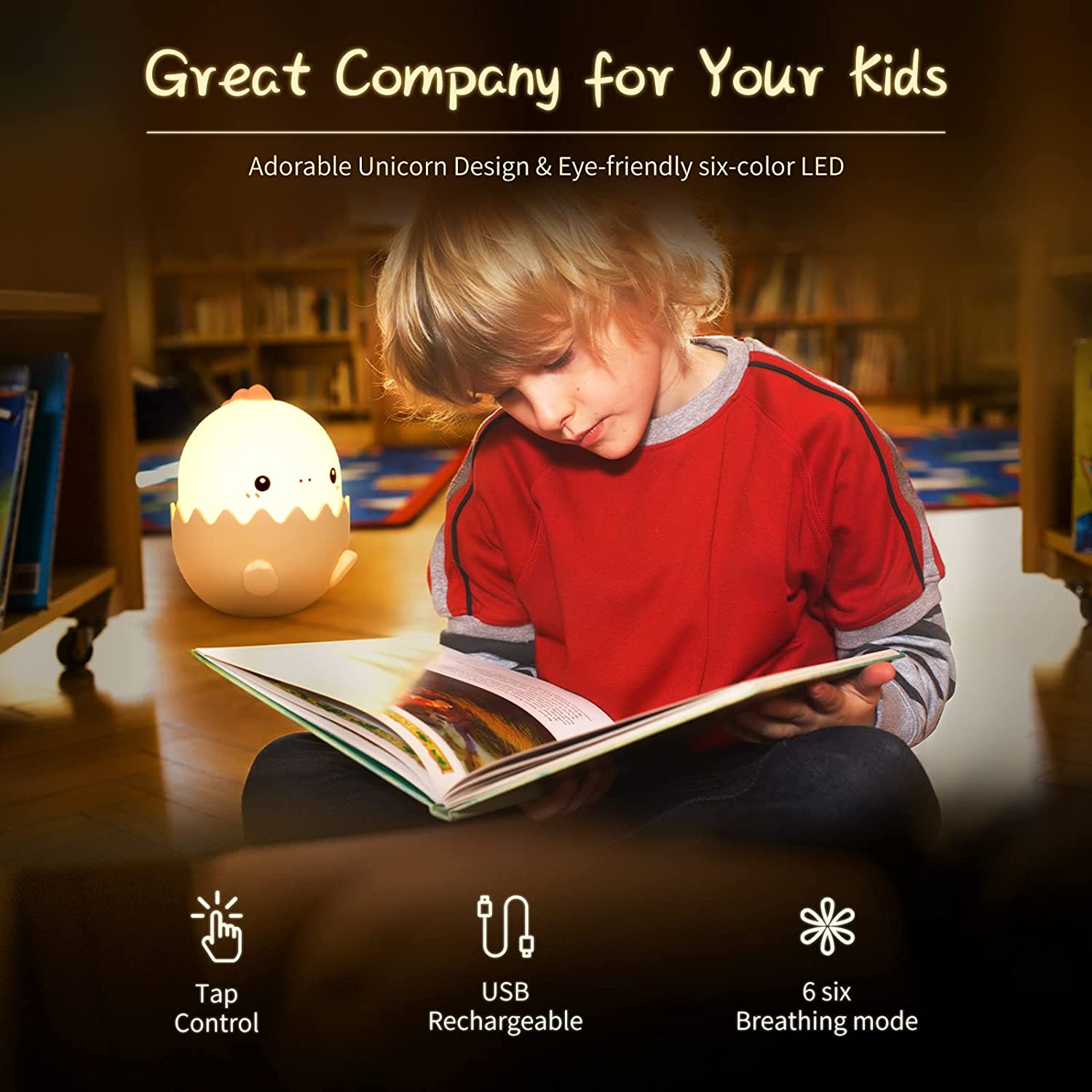 Led Children Touch Night Light Soft Silicone USB Rechargeable Bedroom Decor Kids Gift Animal Egg Shell Dragon Bedside Night Lamp