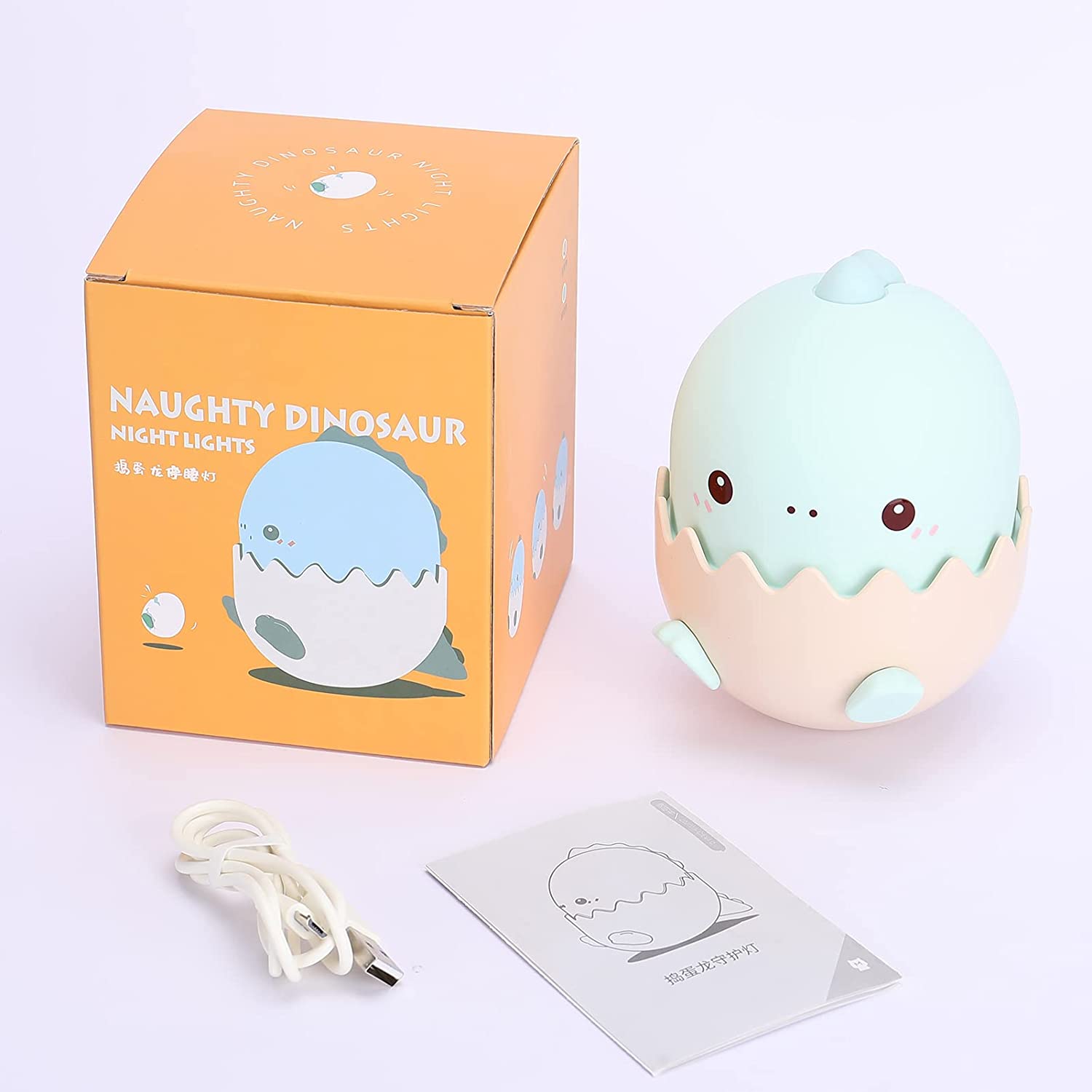 Led Children Touch Night Light Soft Silicone USB Rechargeable Bedroom Decor Kids Gift Animal Egg Shell Dragon Bedside Night Lamp