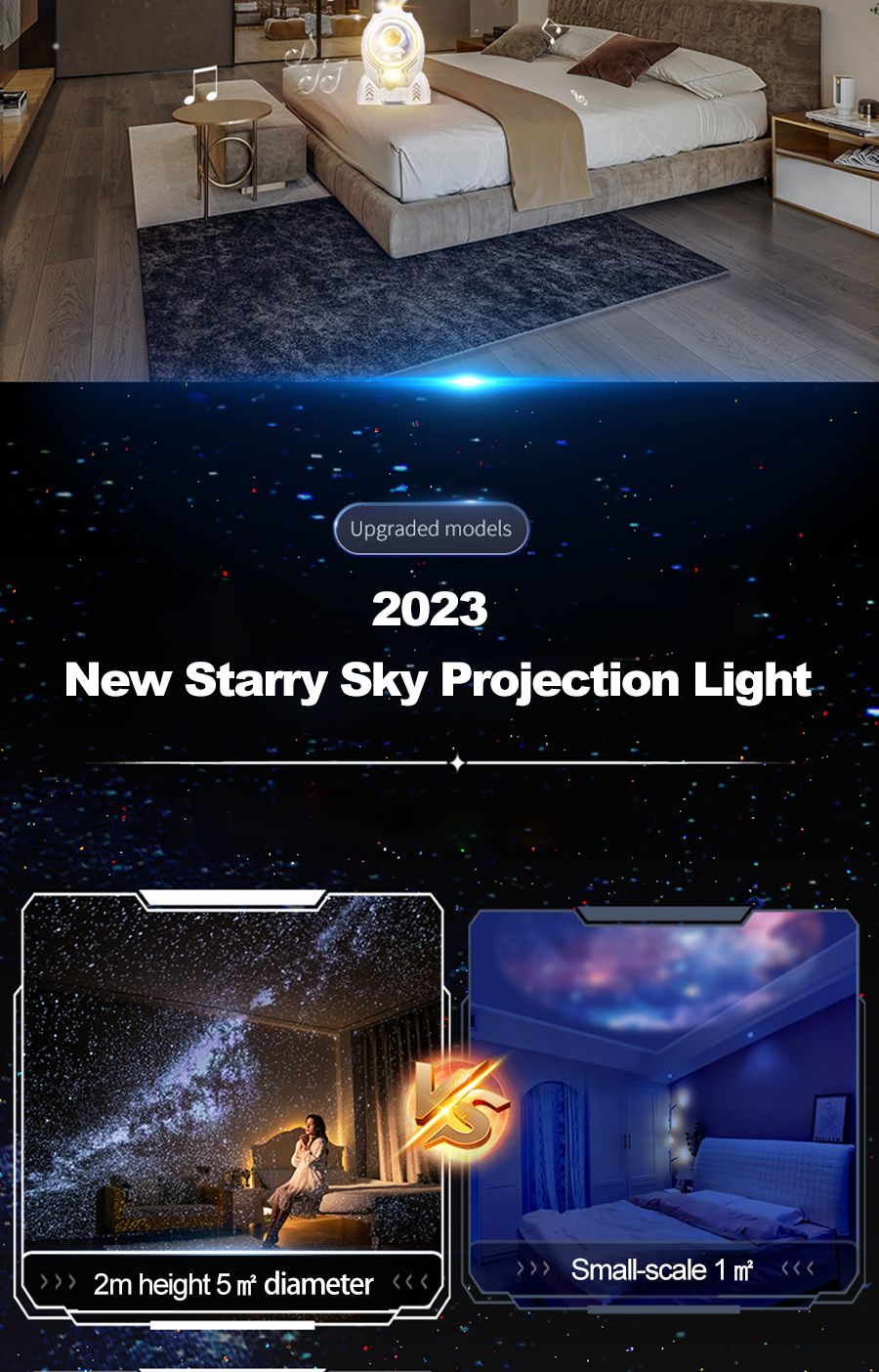 Astronuat Galaxy Starry Projector Induction Night Light 360&deg; Rotation Star Spaceship Projector Night Lamp Kids Room Decor Gifts