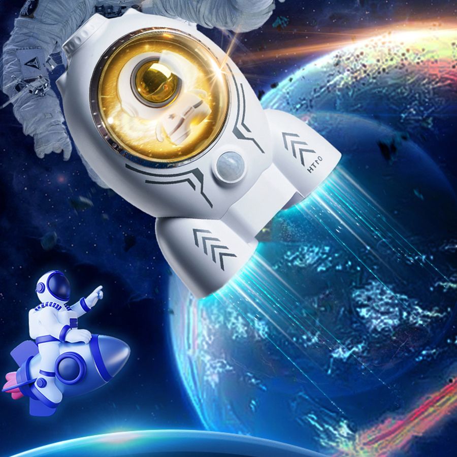 Astronuat Galaxy Starry Projector Induction Night Light 360&deg; Rotation Star Spaceship Projector Night Lamp Kids Room Decor Gifts