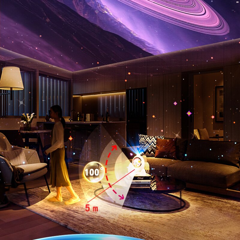 Astronuat Galaxy Starry Projector Induction Night Light 360&deg; Rotation Star Spaceship Projector Night Lamp Kids Room Decor Gifts