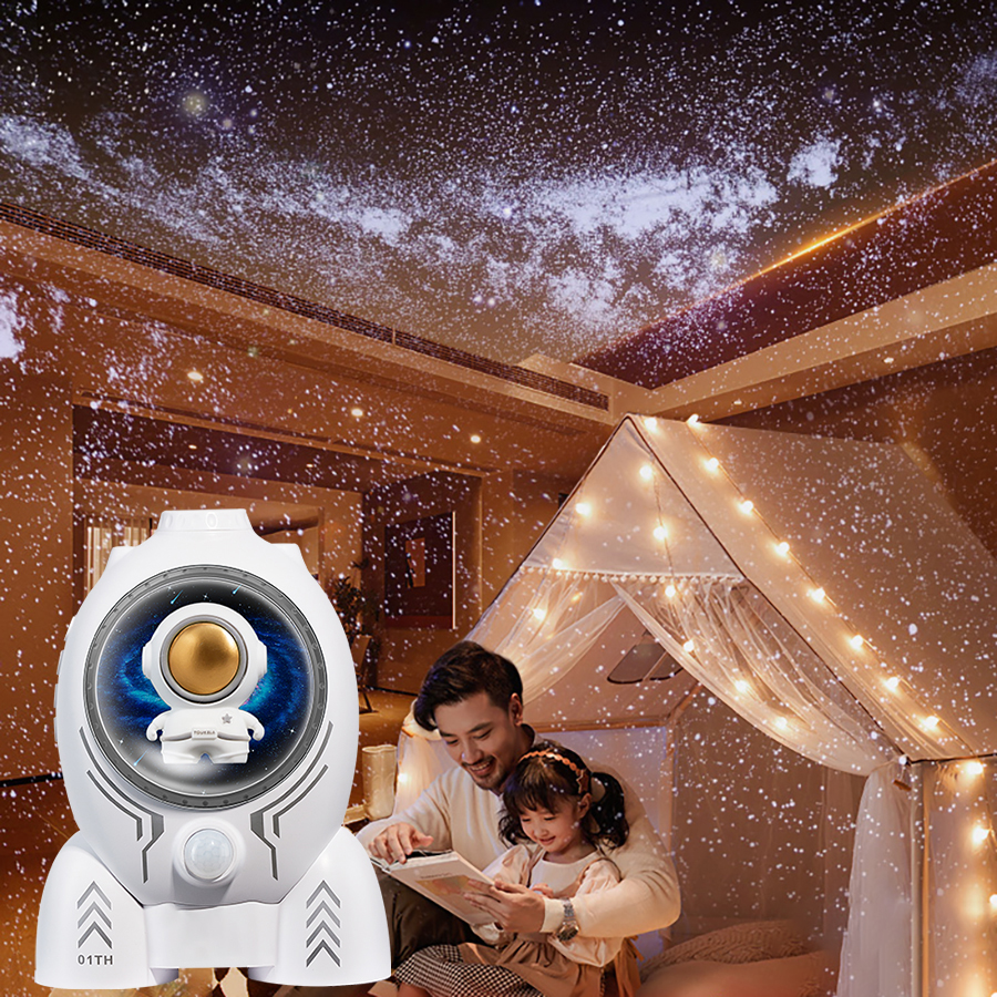 Astronuat Galaxy Starry Projector Induction Night Light 360&deg; Rotation Star Spaceship Projector Night Lamp Kids Room Decor Gifts