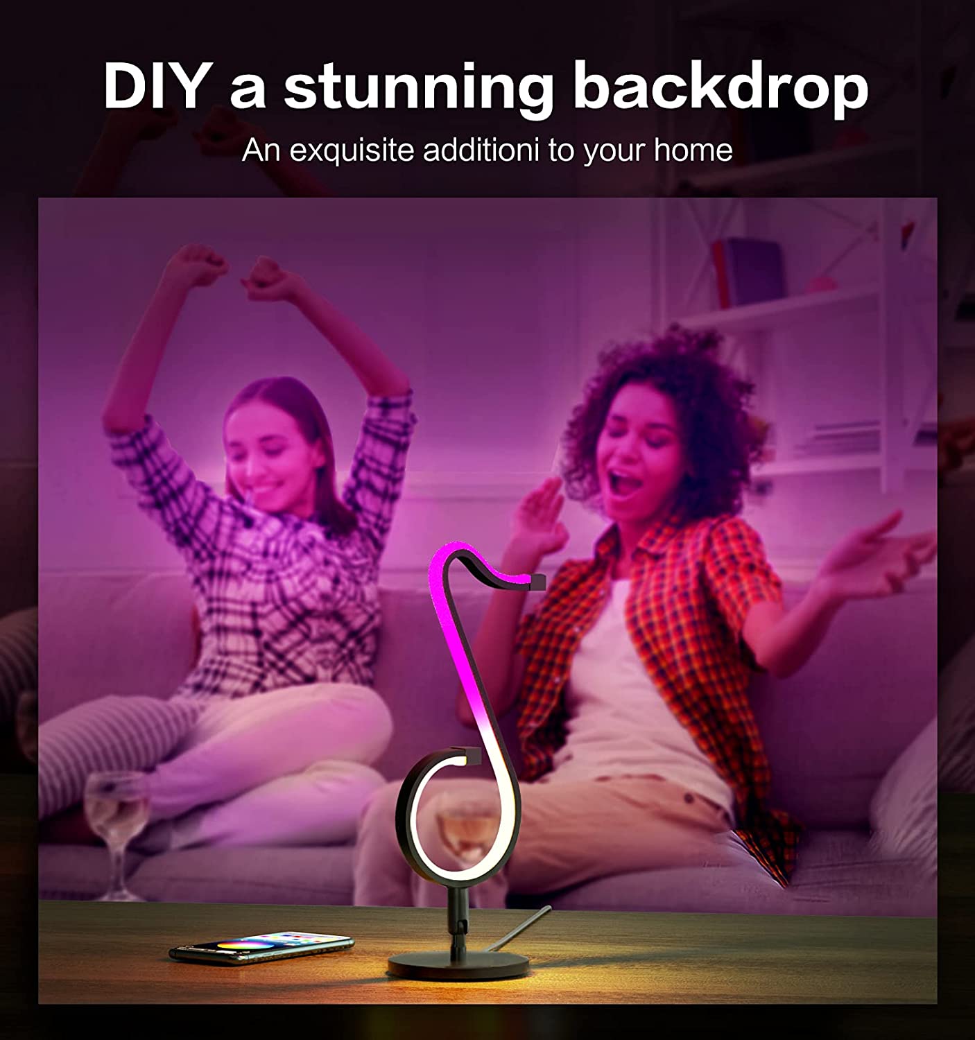 Smart LED RGB Table Lamp with APP Remote Control RGBIC Night Lights Dimmable Desk Lamp fior Room Decoration Ambient Lighting