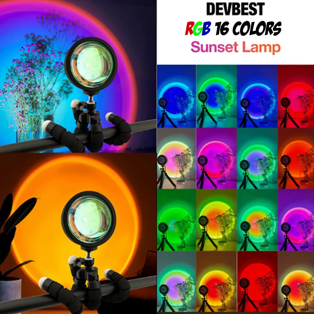 Smart Bluetooth Sunset Night Light Tripod Rainbow Projector Lamp for Home Background Wall Decoration Photography Atmosphere Lamp