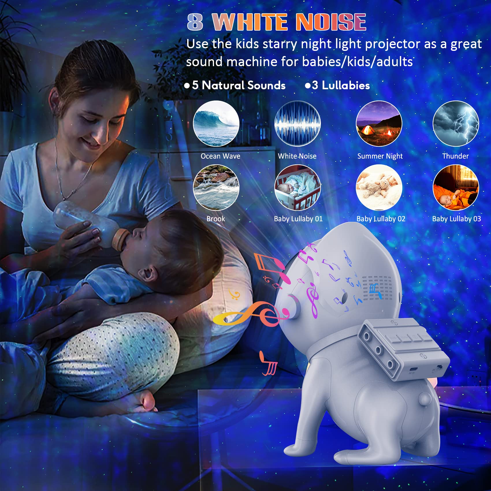 Space Dog Night Light Led Galaxy Star Astronaut Projector WiFi App Nebula Lamps For Children Bedroom Decorative Birthday Gift
