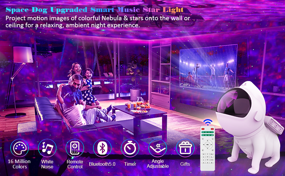 Space Dog Night Light Led Galaxy Star Astronaut Projector WiFi App Nebula Lamps For Children Bedroom Decorative Birthday Gift