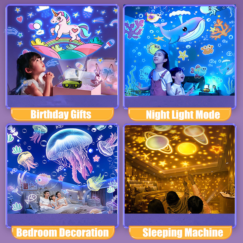 2023NEW Robot Galaxy Star Projector Starry Sky Night Light Bluetooth Speaker LED Lamp Kids Bedroom Room Decorative Nightlights
