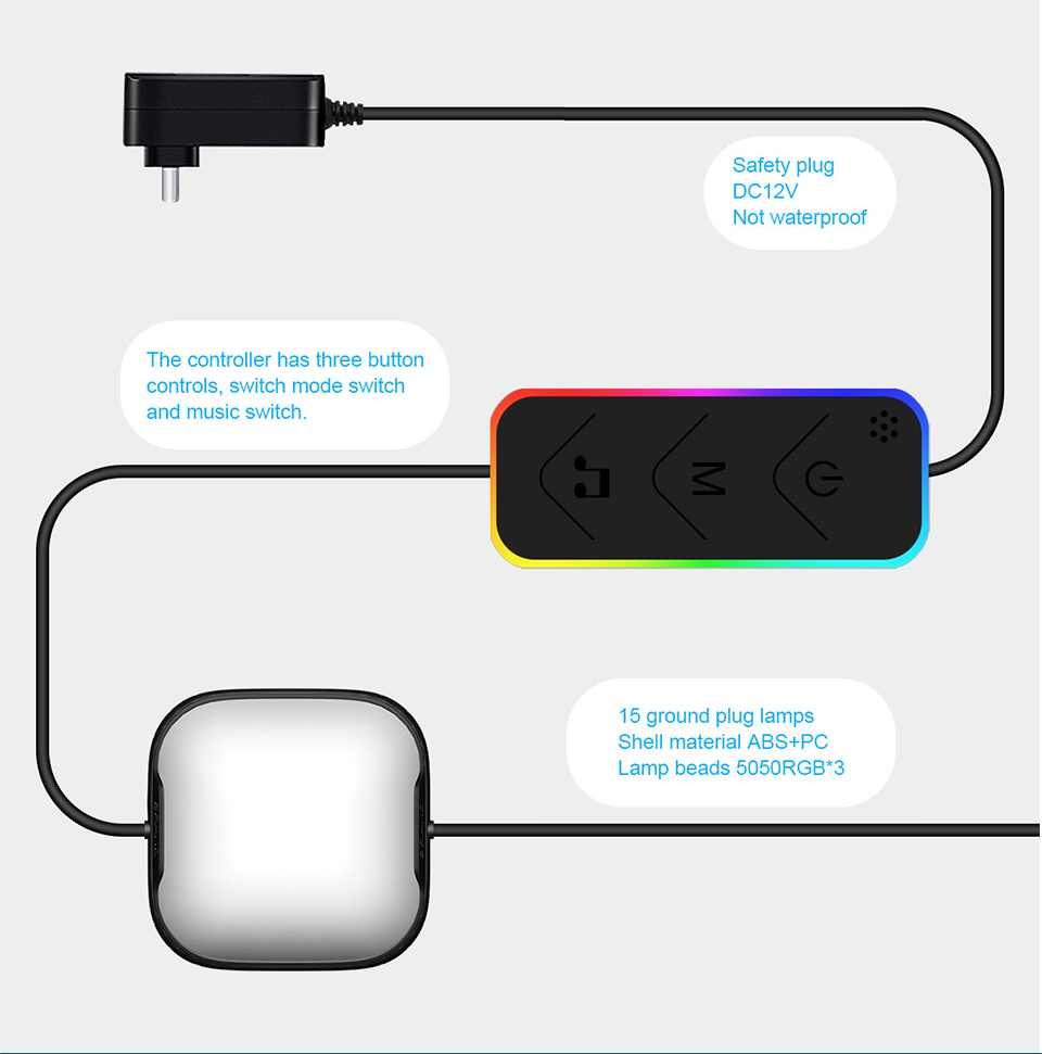 15Pack RGB LED Smart Ground Light 12W IP67 Waterproof Lawn Lamp Tuya APP/Voice Control with Alexa/Google Outdoor for Garden Yard