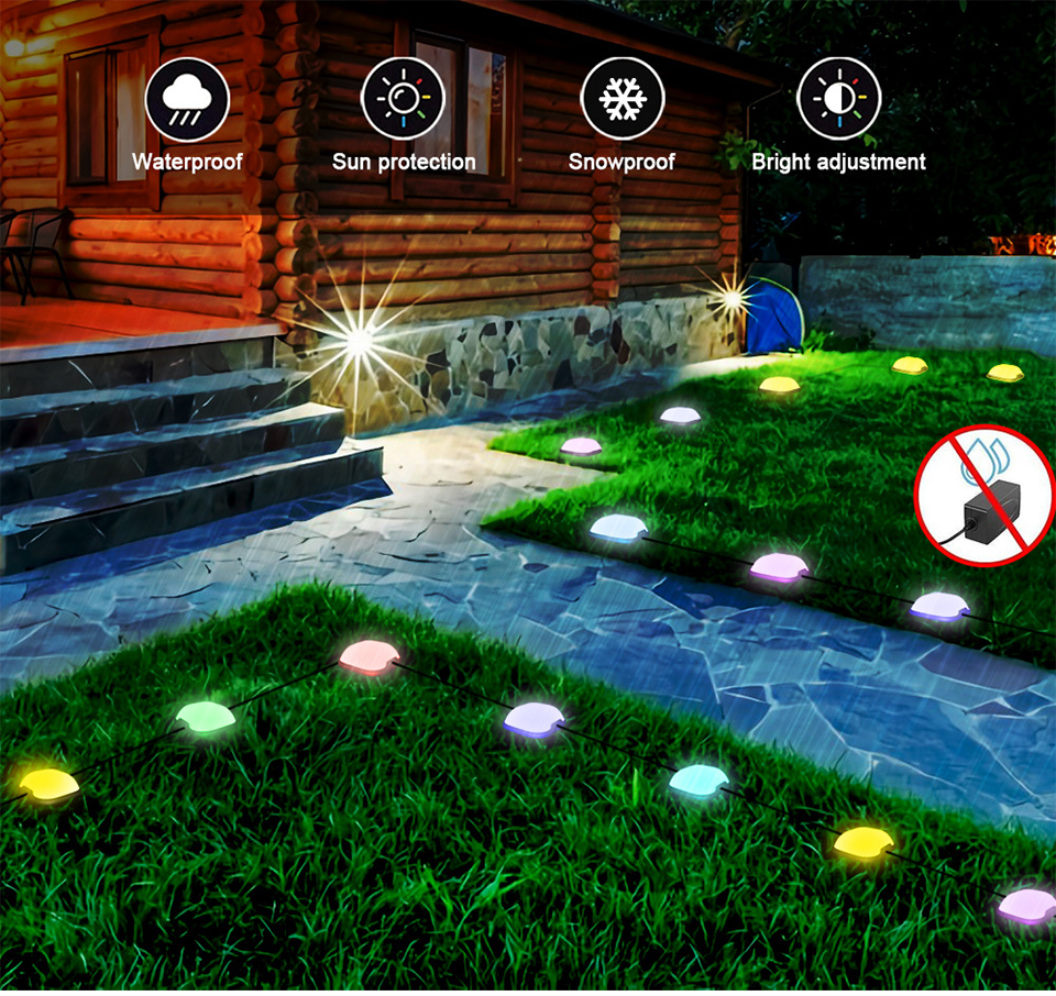 15Pack RGB LED Smart Ground Light 12W IP67 Waterproof Lawn Lamp Tuya APP/Voice Control with Alexa/Google Outdoor for Garden Yard