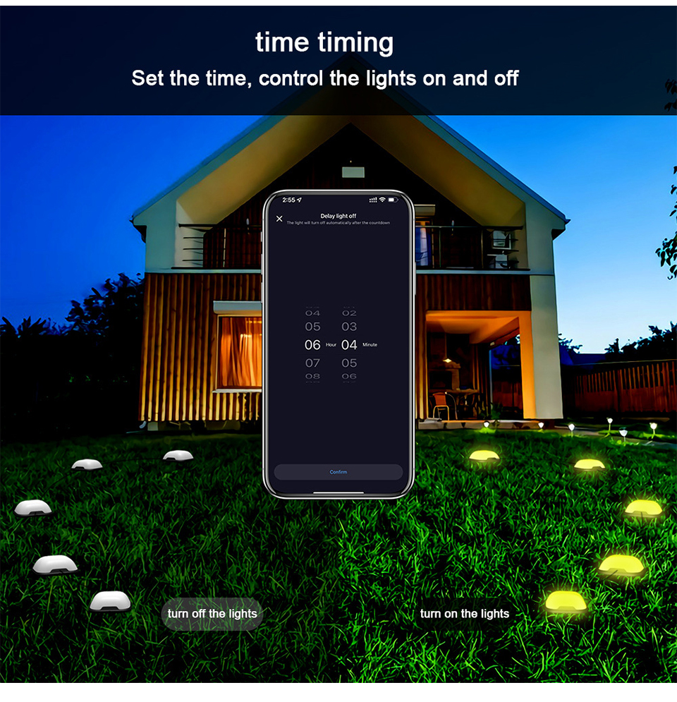 15Pack RGB LED Smart Ground Light 12W IP67 Waterproof Lawn Lamp Tuya APP/Voice Control with Alexa/Google Outdoor for Garden Yard