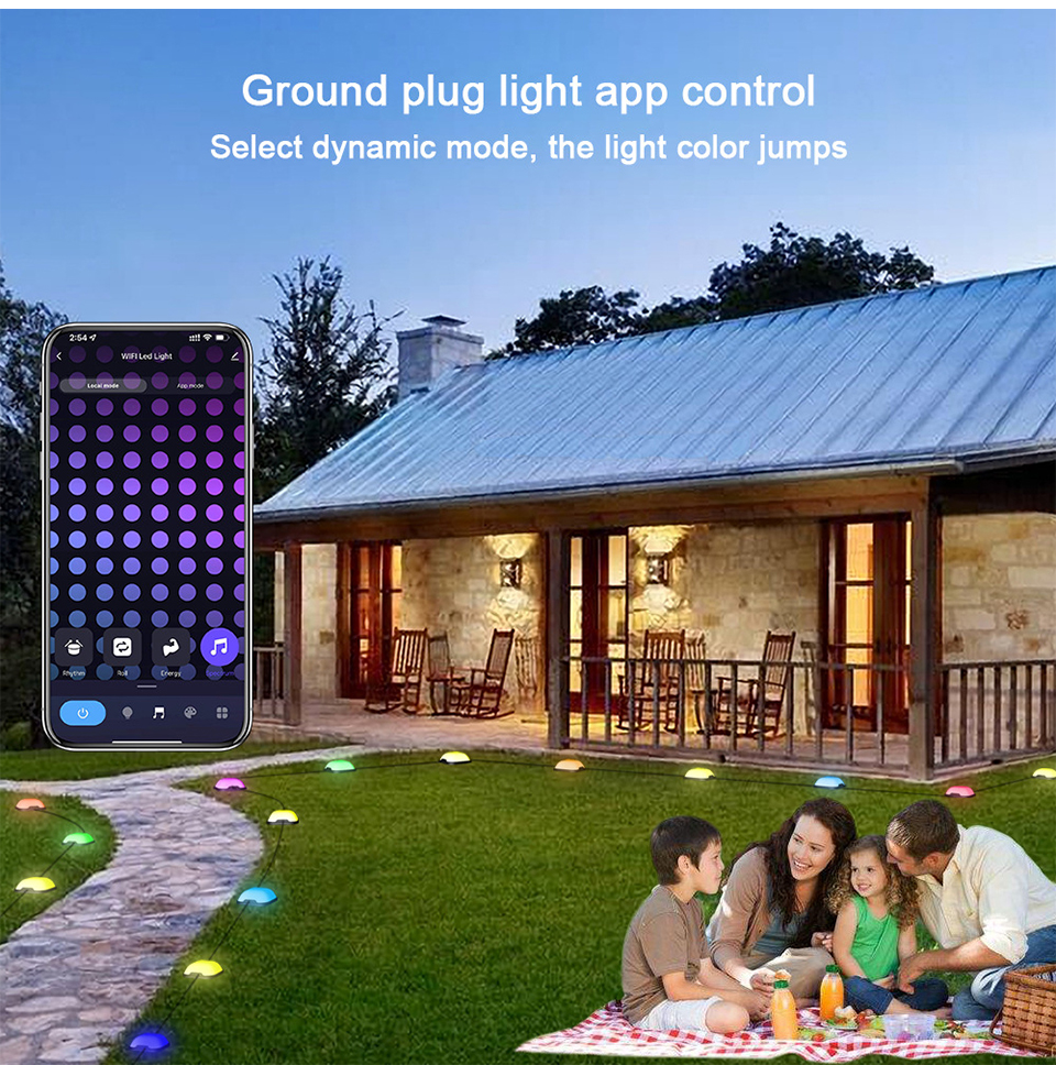 15Pack RGB LED Smart Ground Light 12W IP67 Waterproof Lawn Lamp Tuya APP/Voice Control with Alexa/Google Outdoor for Garden Yard