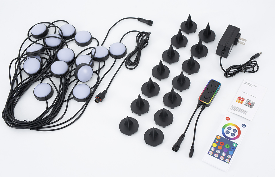 15Pack RGB LED Smart Ground Light 12W IP67 Waterproof Lawn Lamp Tuya APP/Voice Control with Alexa/Google Outdoor for Garden Yard