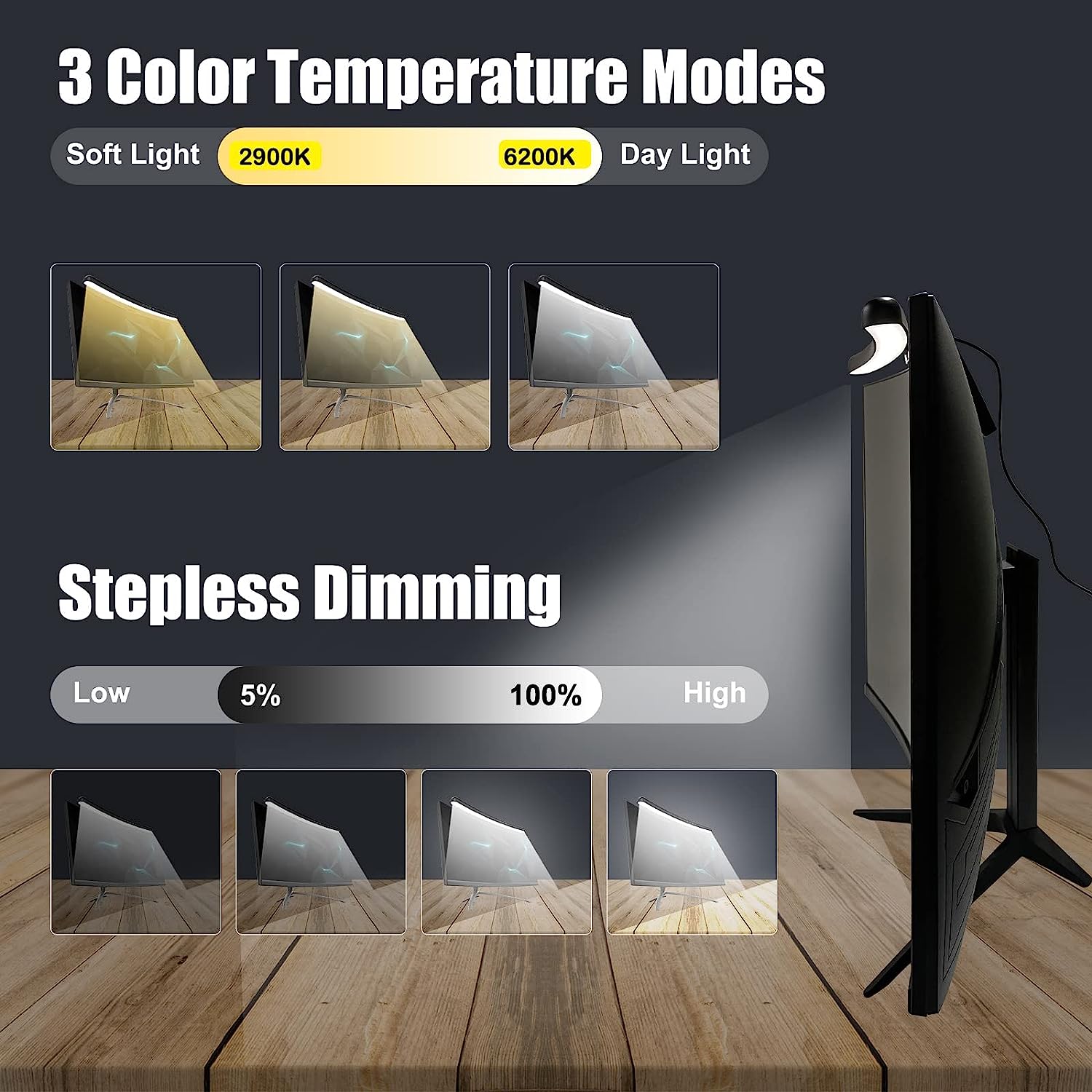 Led Computer Monitor Light Bar Desk Lighting Eye Protection Screen USB RGB Light For Study Reading Table Stepless Dimming Lamp
