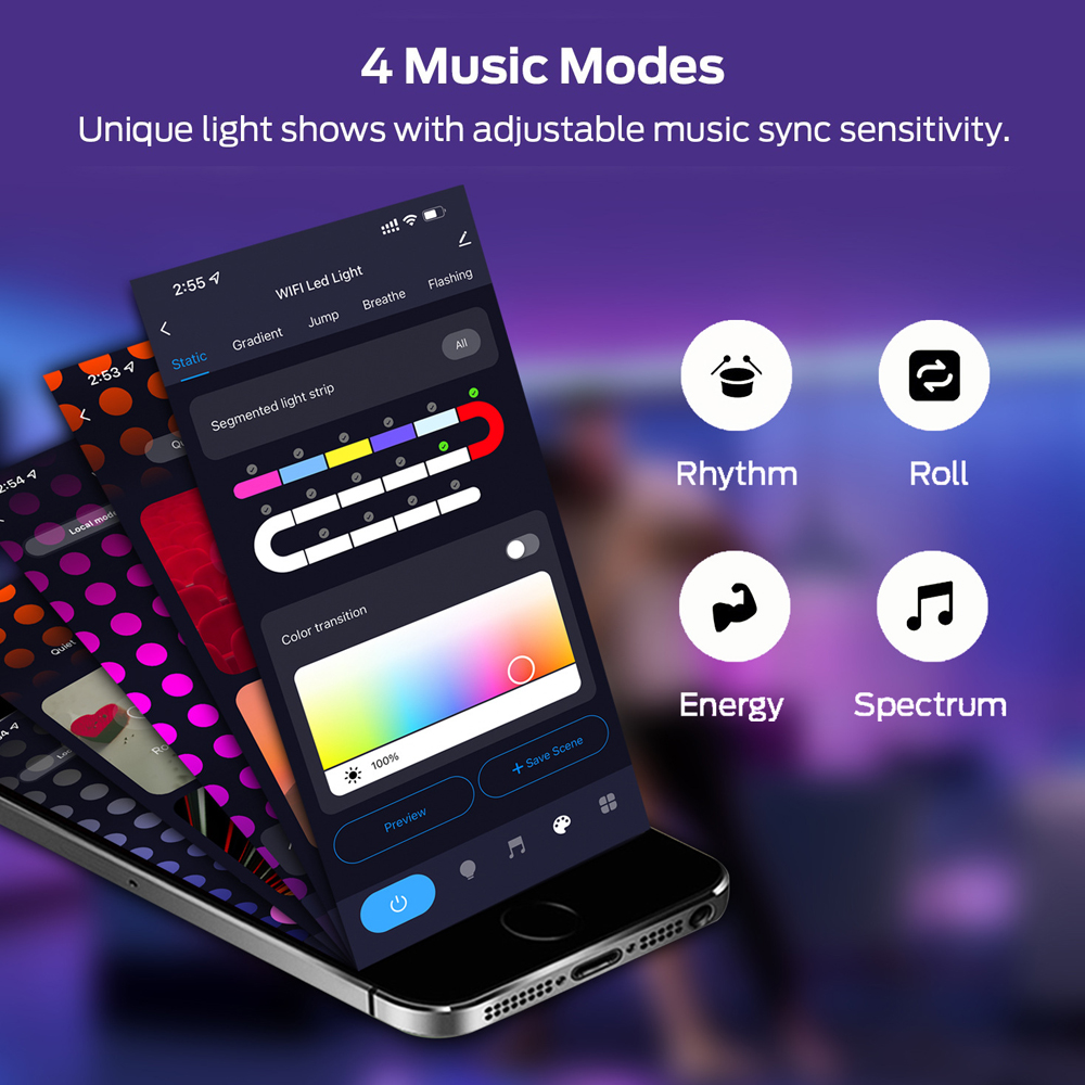 WIFI Intelligent LED Floor Lamp Round Base RGBIC Corner Light with Remote Control App Dimmable for Bedroom Game Room Living Room