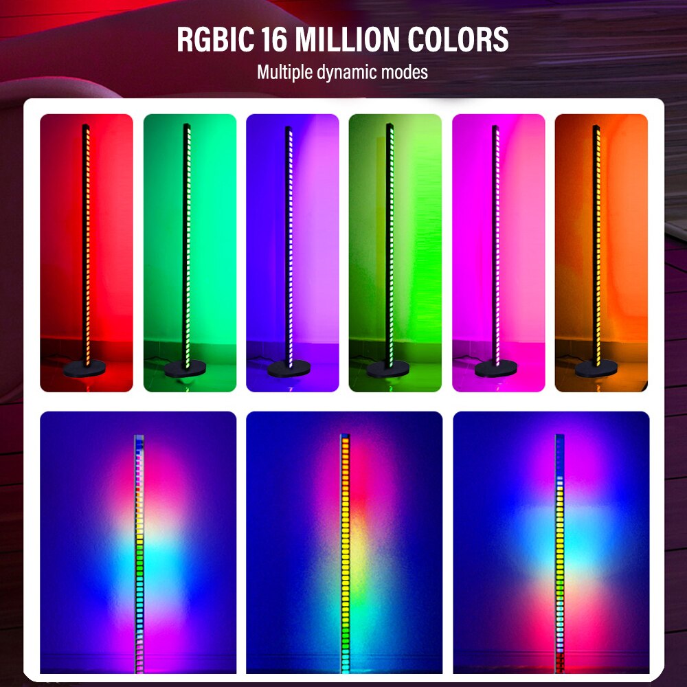 RGBIC Smart LED Floor Lamp APP Remote Control 120cm Turn Corner  Stand Floor Lamp LED Mood Light for Bedroom Nordic Home Decor
