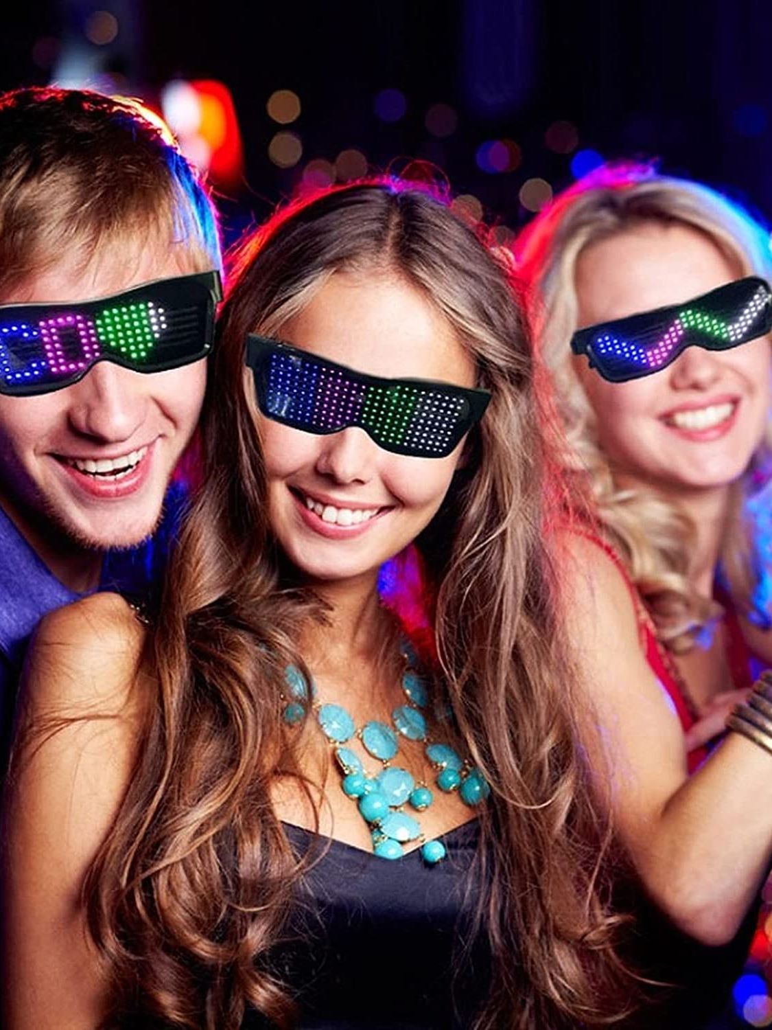 App Control Bluetooth Led Party Glasses DIY Programmable USB Rechargeable Flashing Luminous Eyewear Christmas Cool Sunglasses