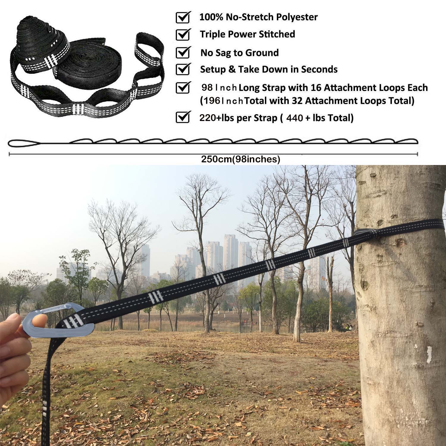 Solid Color Parachute Hammock with Hammock straps and upgrade carabiner Camping Survival travel Double Person outdoor furniture