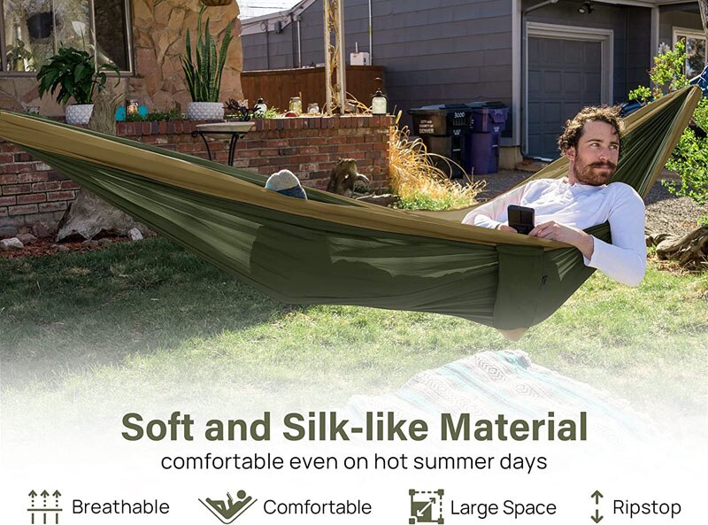 Solid Color Parachute Hammock with Hammock straps and upgrade carabiner Camping Survival travel Double Person outdoor furniture