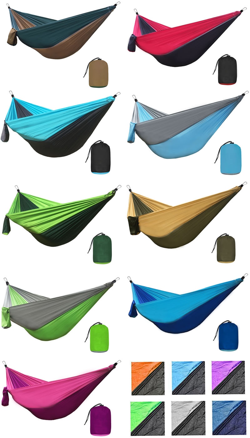 Solid Color Parachute Hammock with Hammock straps and upgrade carabiner Camping Survival travel Double Person outdoor furniture