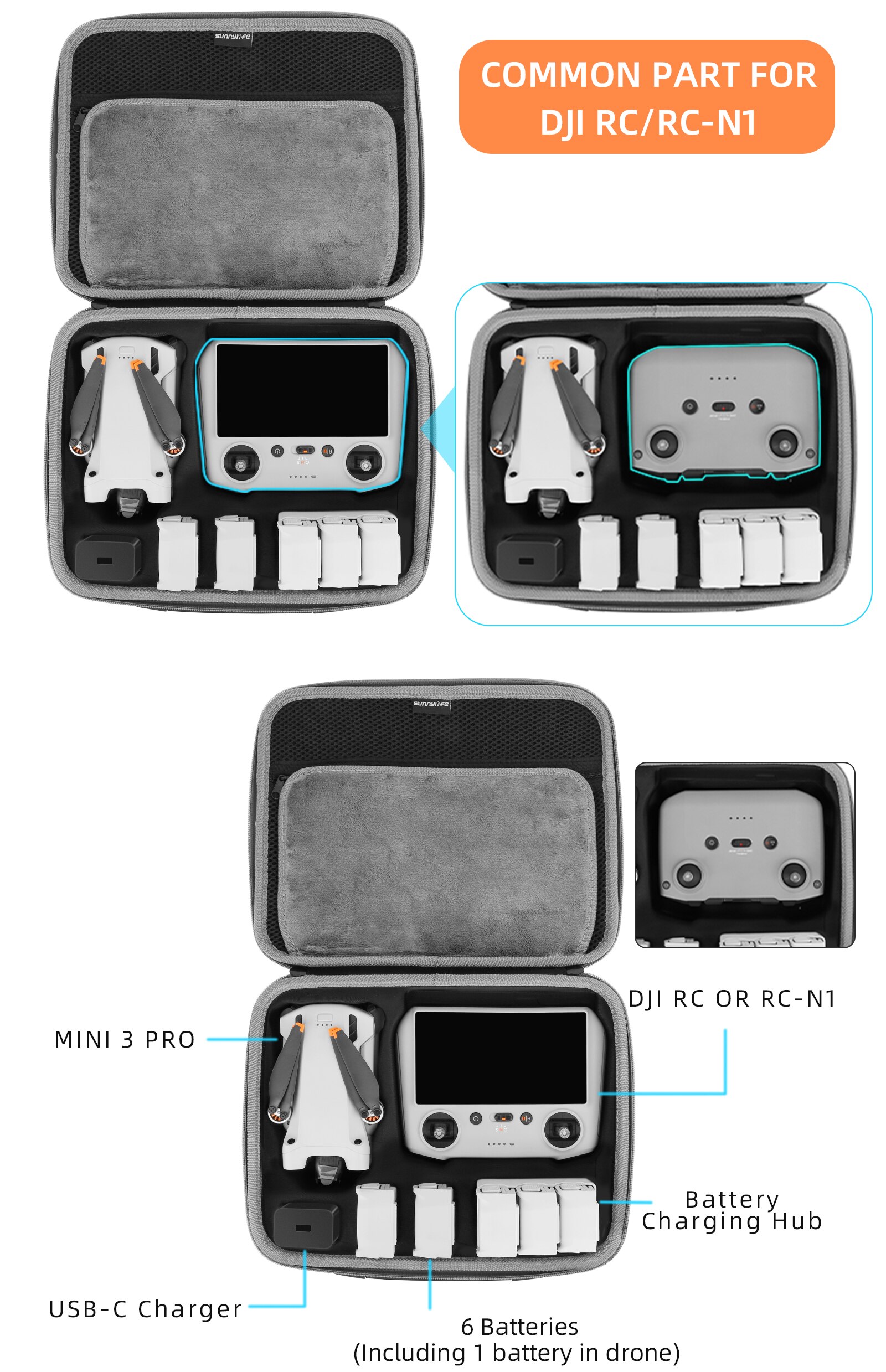 for DJI Mini 3 pro Storage Bag DJI RC remote controller case Portable Carrying Box Case Handbag Smart Controller Accessories