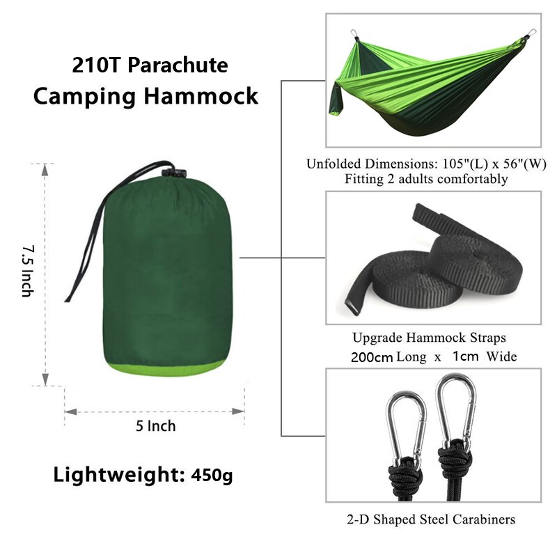 Portable Light weight Nylon Parachute Hammock Camping Survival Garden  Hunting Leisure Hamac Travel Double Person Hamak