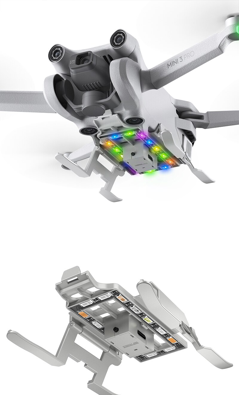 LED Foldable Landing Gear for Mini 3 Pro Drone Extended Landing Skid Lens Anti-drop Protective for DJI Mini 3 PRO Accessories