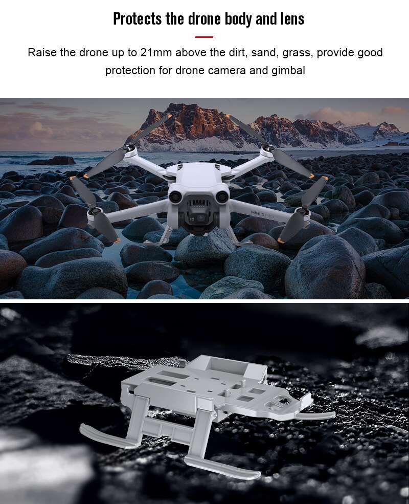LED Foldable Landing Gear for Mini 3 Pro Drone Extended Landing Skid Lens Anti-drop Protective for DJI Mini 3 PRO Accessories