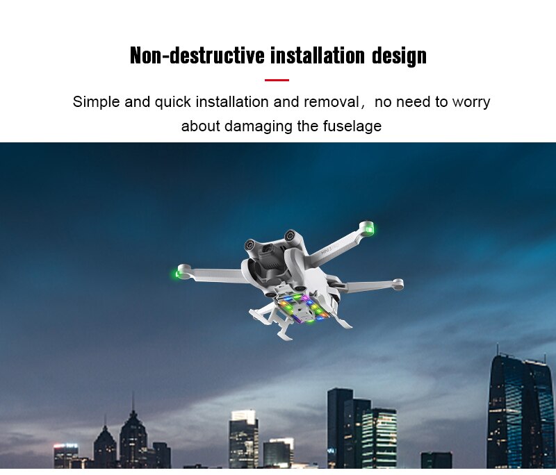 LED Foldable Landing Gear for Mini 3 Pro Drone Extended Landing Skid Lens Anti-drop Protective for DJI Mini 3 PRO Accessories