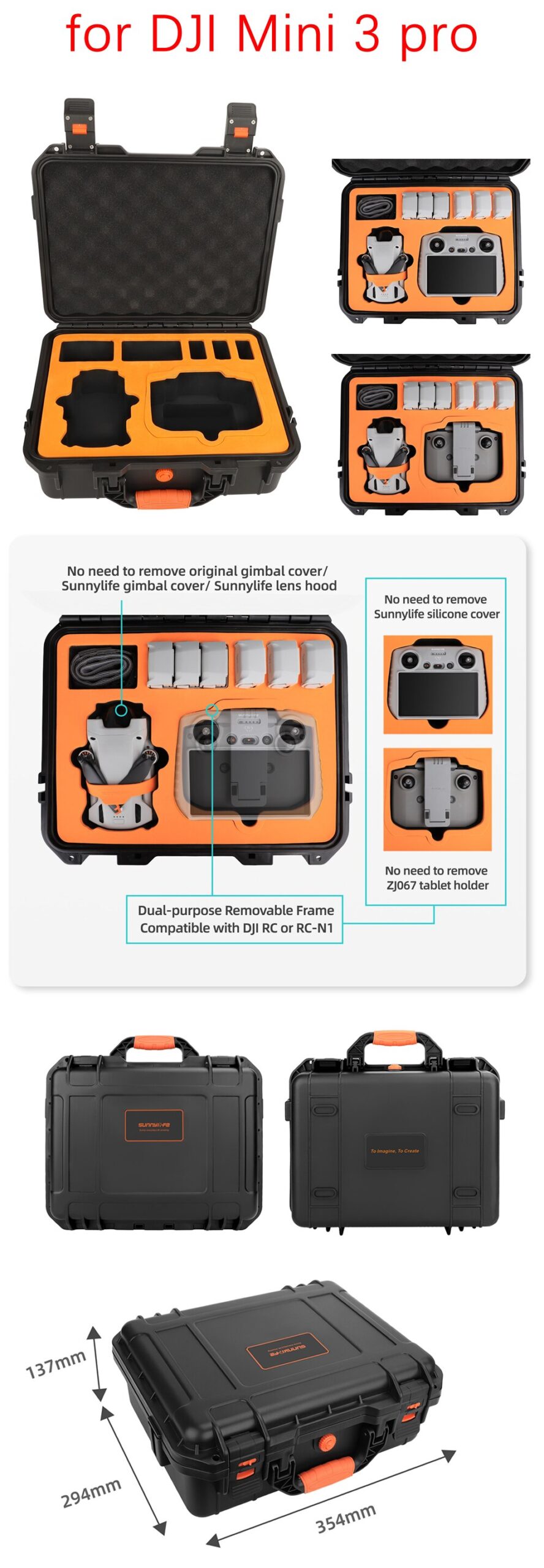 Waterproof Hard Box for DJI Mini 3 Pro /MINI 2/Mavic 3/AIR 2/ AIR 2S/RS 3 Hard Case Accessories Handbag Storage Bag