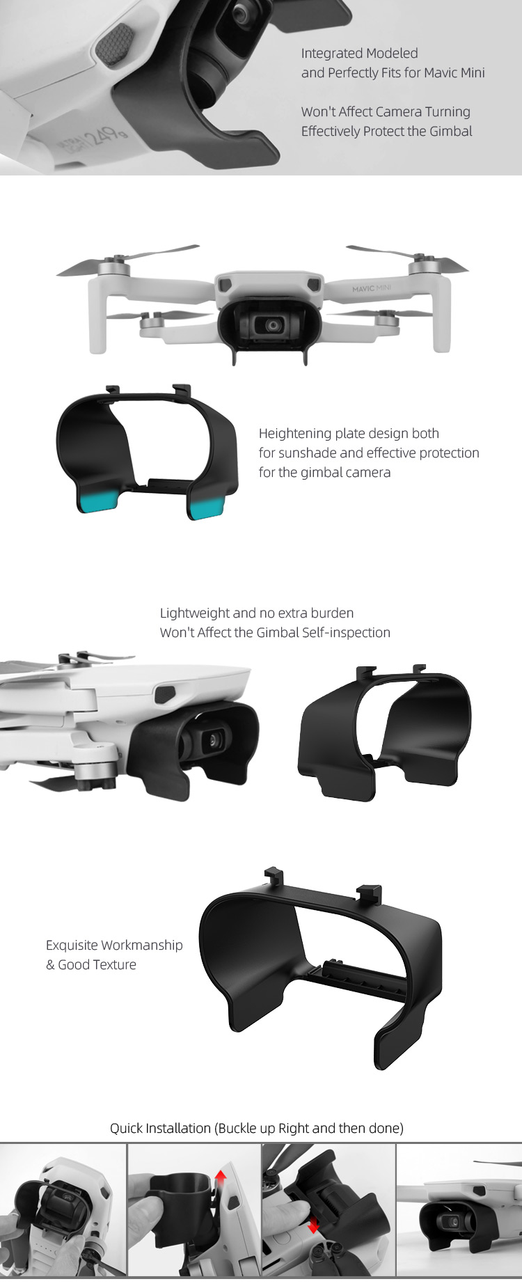 Lens Hood Anti-glare Gimbal Lens Cover Sunshade Protective Cover for No dead angle for DJI Mini 2/DJI MINI SE Accessories