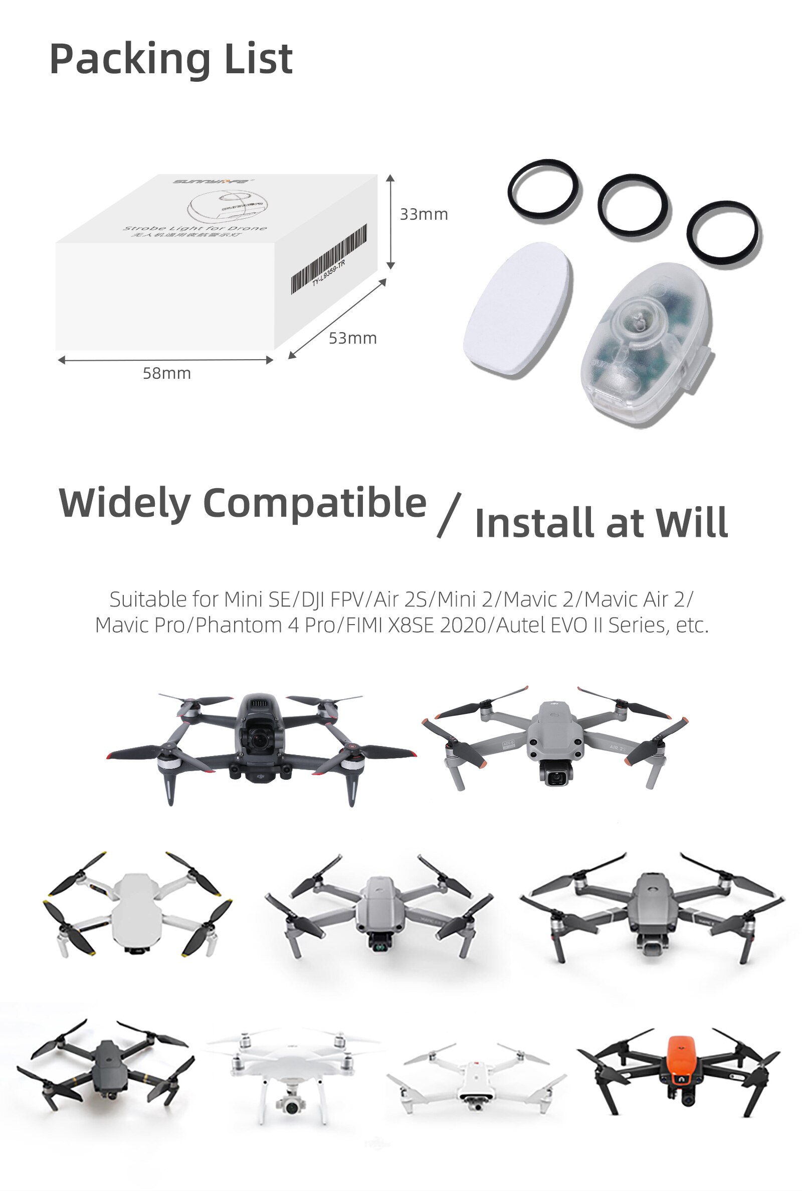 Flash Strobe Lamp Night Super Bright Flight Light for DJI Mavic Air 2S /AIR 3 /Mini 3 Pro Drone  LED Lamp Accessories