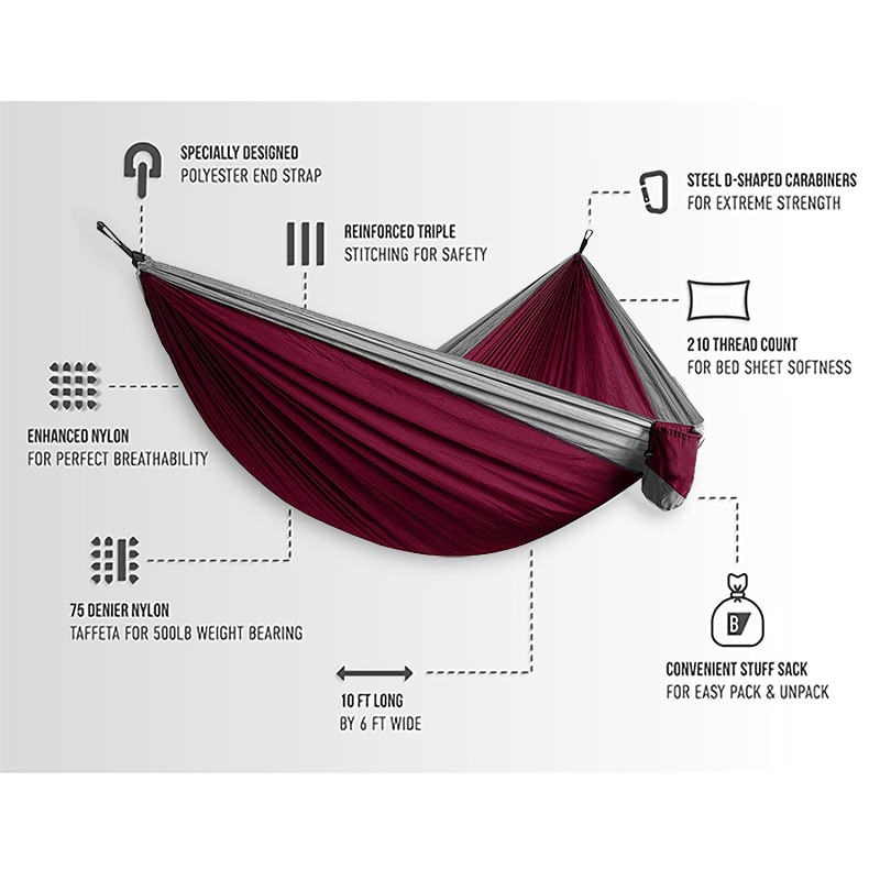 2019 Ultra-Large Light weight Parachute Hammock Camping Survival Garden Hunting Leisure Hamac Travel Double Person Hamak Ramac