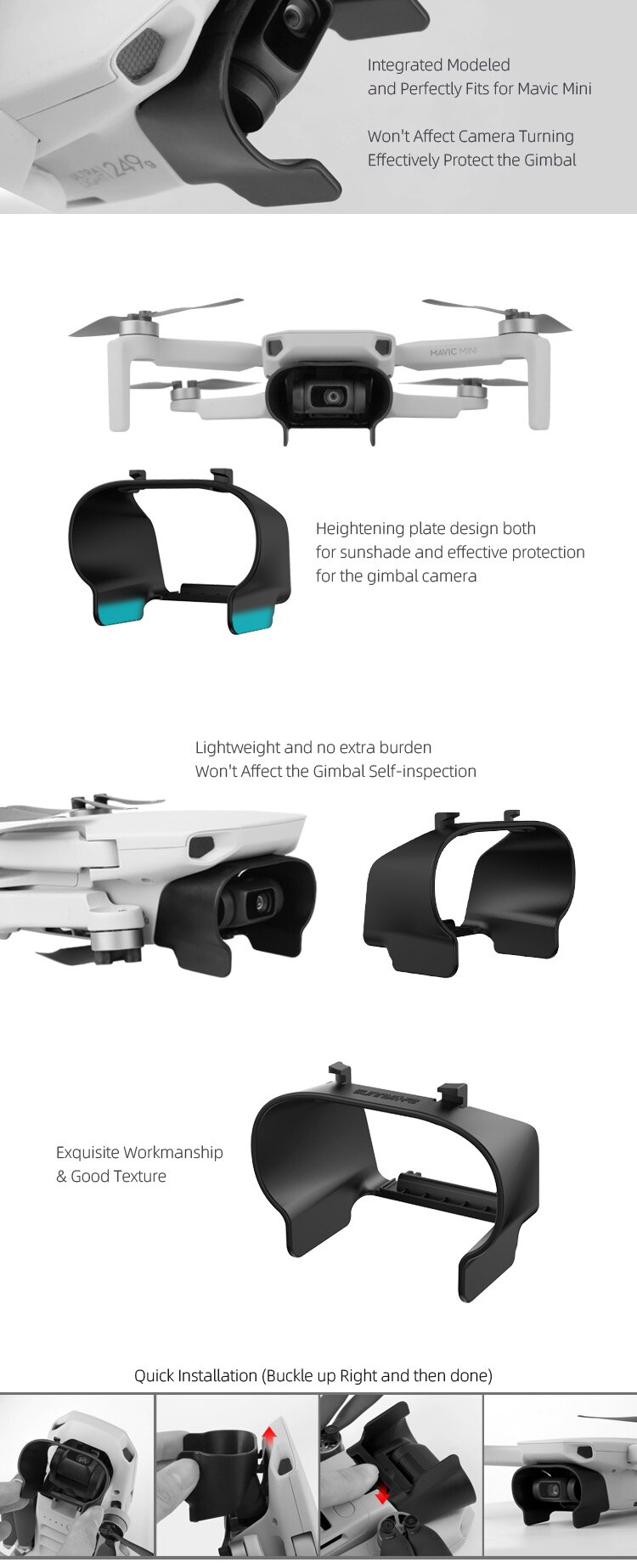 Sunshade Lens Hood for DJI Mavic Mini Drone Lens Cap Protector Gimbal Camera Guard Anti-Glare Shield for DJI MINI SE Accessories