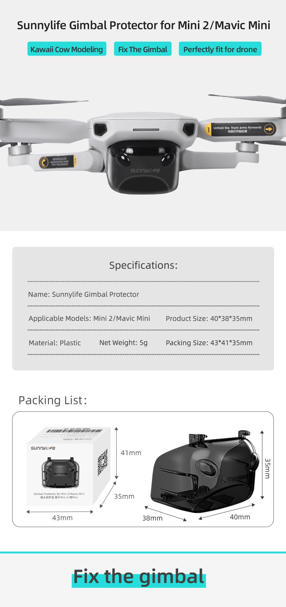 Sunshade Lens Hood for DJI Mavic Mini Drone Lens Cap Protector Gimbal Camera Guard Anti-Glare Shield for DJI MINI SE Accessories