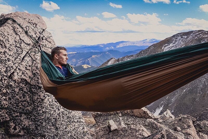 210T Nylon Parachute Hammock Light Weight Outdoor Camping Portable Single Hammock with hammock ropes and hammock carabiners