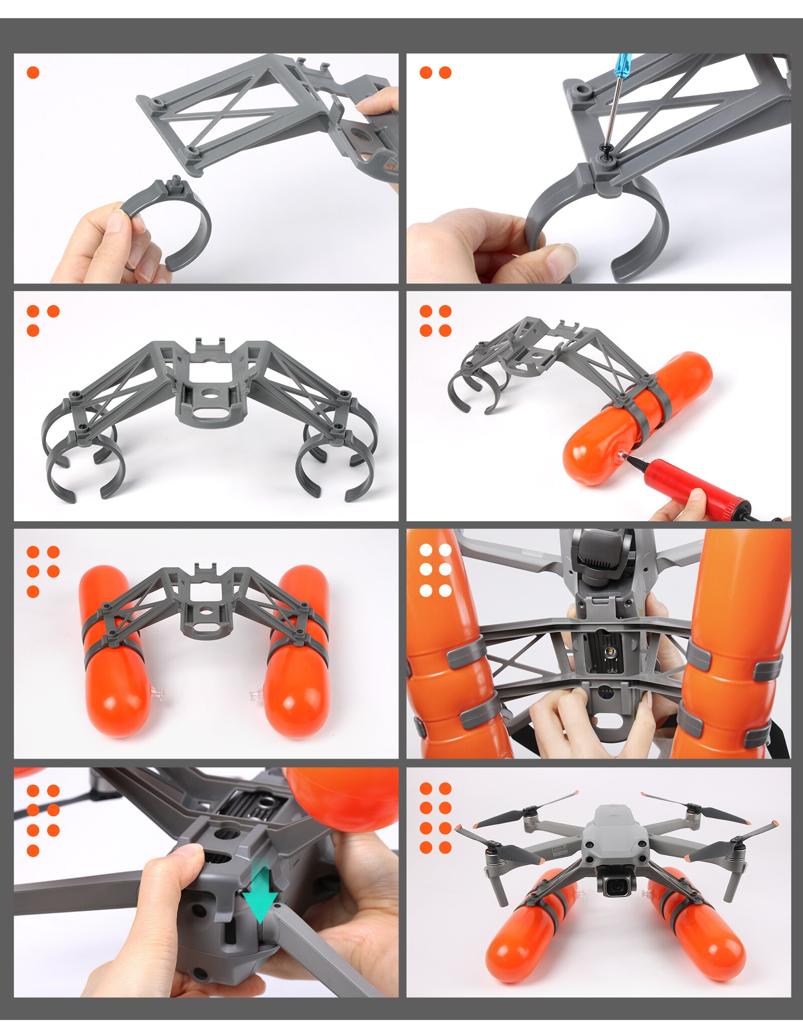 Inflatable Style Landing on Water Floating Stick for DJI MAVIC AIR 2S Landing Gear Floating Kit Landing Training Skid