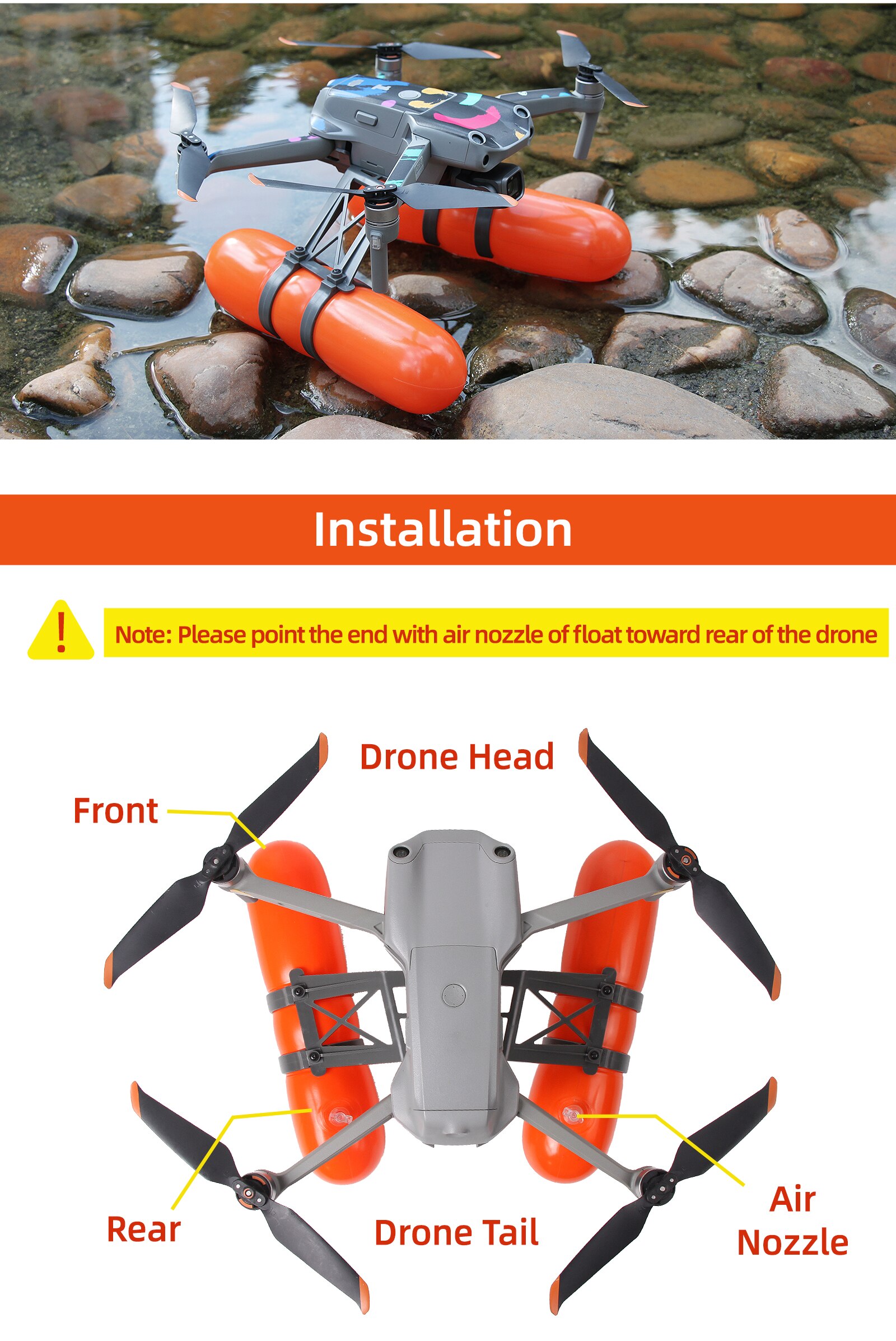 Inflatable Style Landing on Water Floating Stick for DJI MAVIC AIR 2S Landing Gear Floating Kit Landing Training Skid