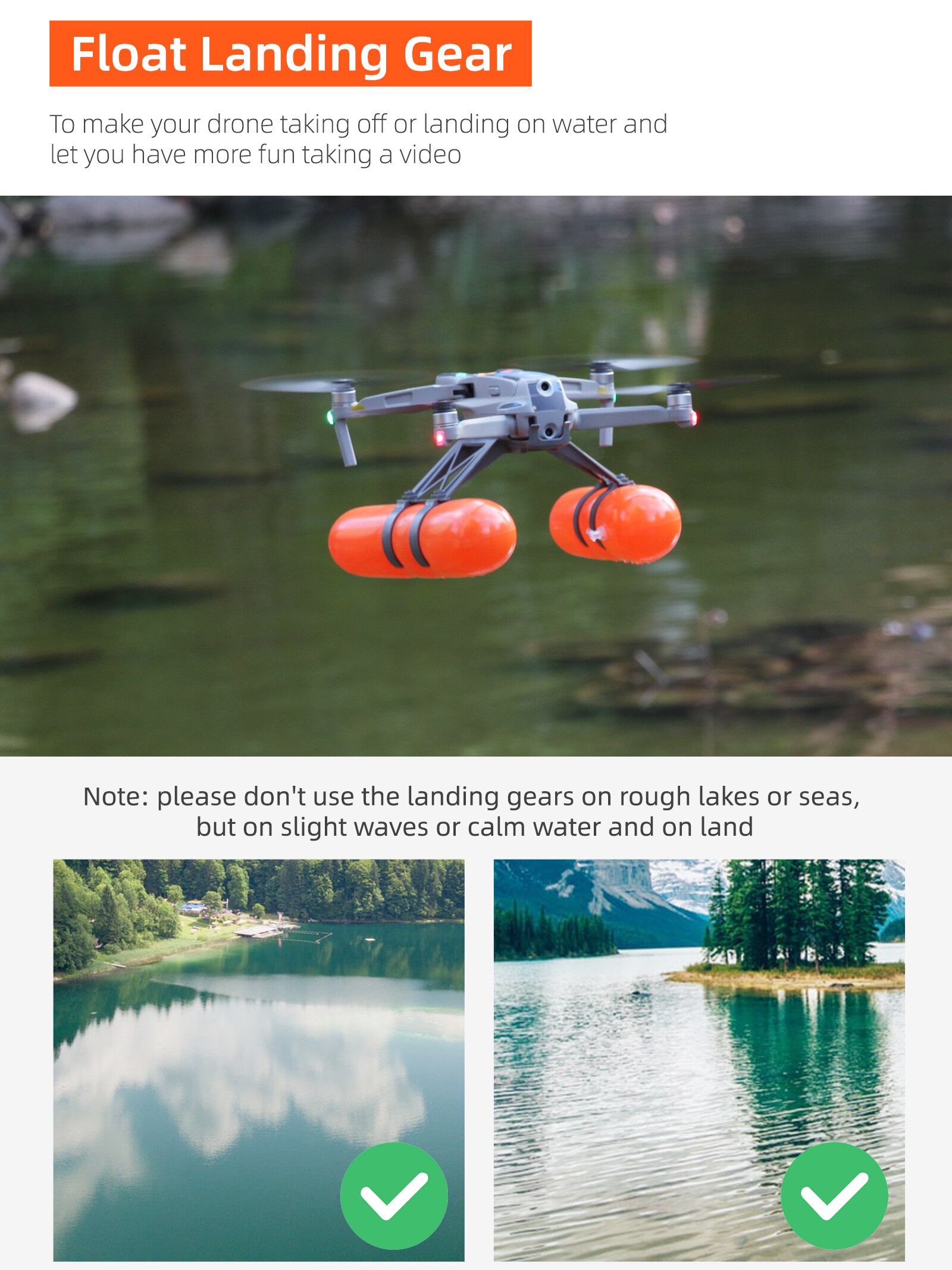 Inflatable Style Landing on Water Floating Stick for DJI MAVIC AIR 2S Landing Gear Floating Kit Landing Training Skid