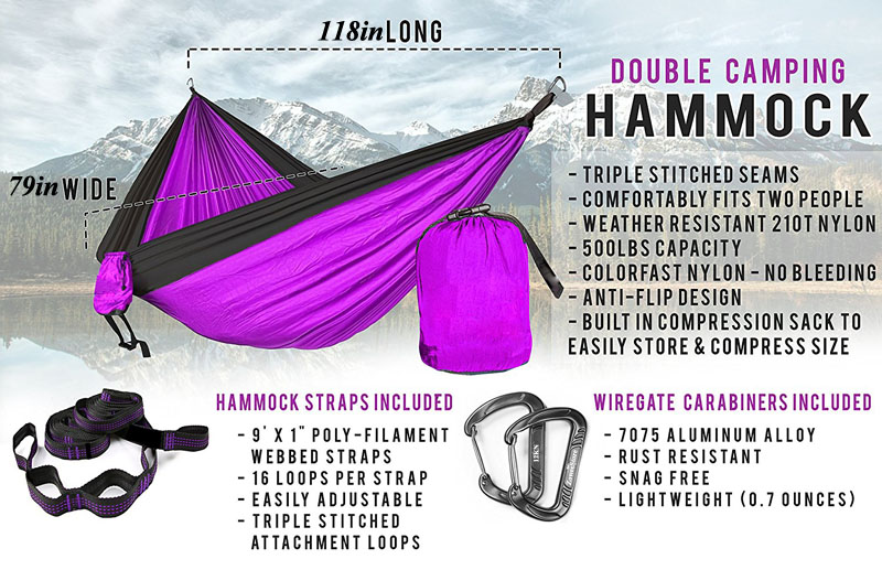 2-3 Person Solid Color Parachute Hammock Camping Survival garden swing Leisure travel Portable Hammock for outdoor furniture