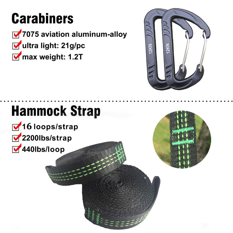 2-3 Person Solid Color Parachute Hammock Camping Survival garden swing Leisure travel Portable Hammock for outdoor furniture