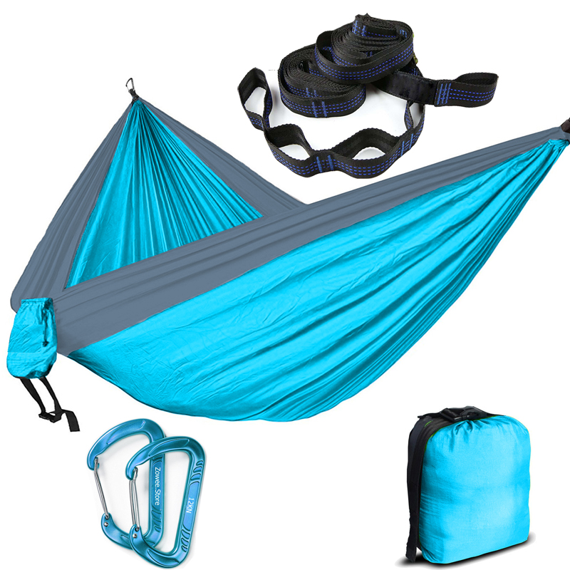 2-3 Person Solid Color Parachute Hammock Camping Survival garden swing Leisure travel Portable Hammock for outdoor furniture