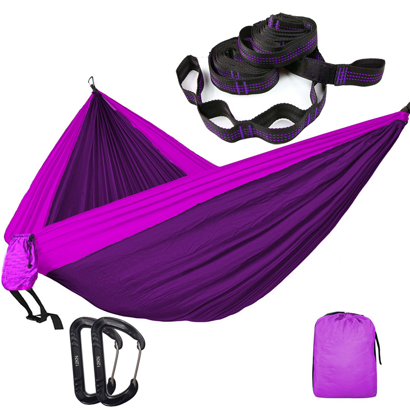 2-3 Person Solid Color Parachute Hammock Camping Survival garden swing Leisure travel Portable Hammock for outdoor furniture